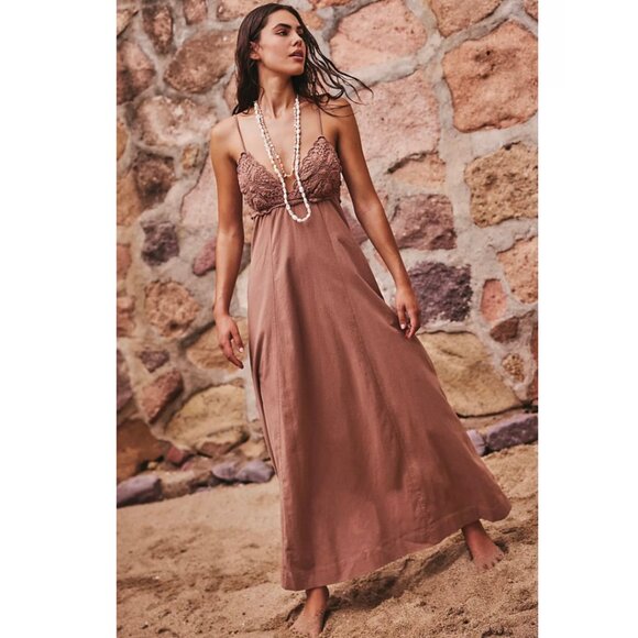 Free People Lovey Maxi Dress in BROWNIE XL NWT - Picture 3 of 8